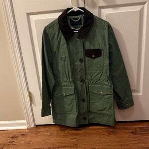 J. Crew Green Jacket with Dark Brown Accents - corduroy collar